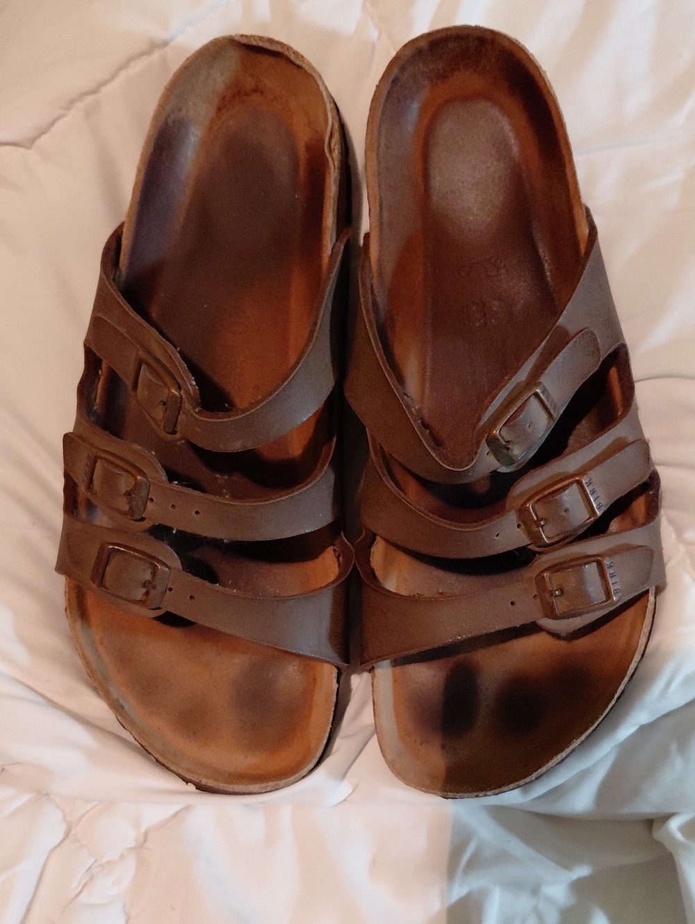Birkenstock Men's Dark Brown Triple-Strap Slide Sandals